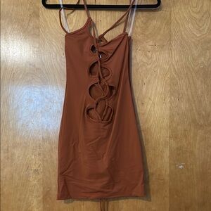 Chic Brown Backless Dress